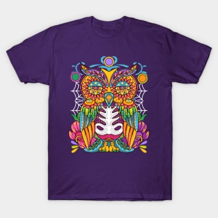 Day Of The Dead Owl Art Design T-Shirt